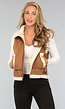 Camel Teddy Gilet met Riempjes