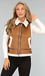 Camel Teddy Gilet met Riempjes