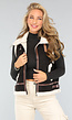 Zwarte Bodywarmer met Beige Teddy Voering