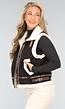 Zwarte Bodywarmer met Beige Teddy Voering