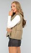 Khaki Bodywarmer met Teddy Voering