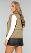 Khaki Bodywarmer met Teddy Voering