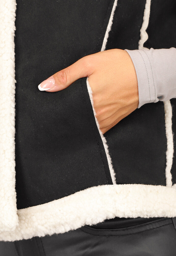Zwarte Suèdelook Teddy Bodywarmer