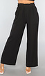 Zwarte Linnenlook Wide Leg Broek