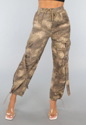 NEW1109 Beige Camouflage Cargo Jogger