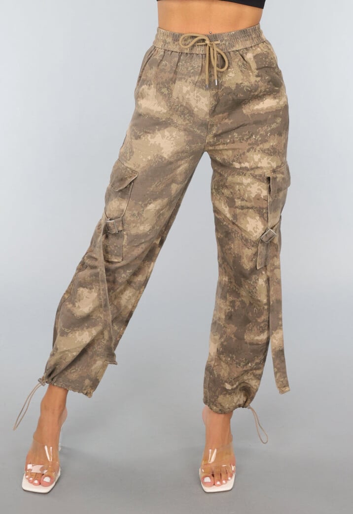 Beige Camouflage Cargo Jogger