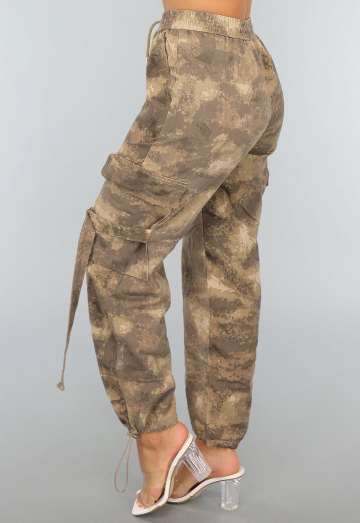 Beige Camouflage Cargo Jogger
