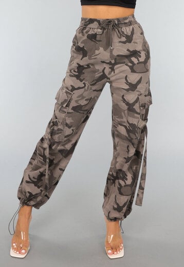 NEW1109 Grijze Camouflage Cargo Broek