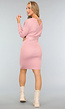 Lichtroze Rib Overslag Jurkje met Tailleband