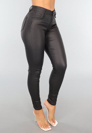 Redial Jeans  Zwarte Lederlook Skinny Jeans