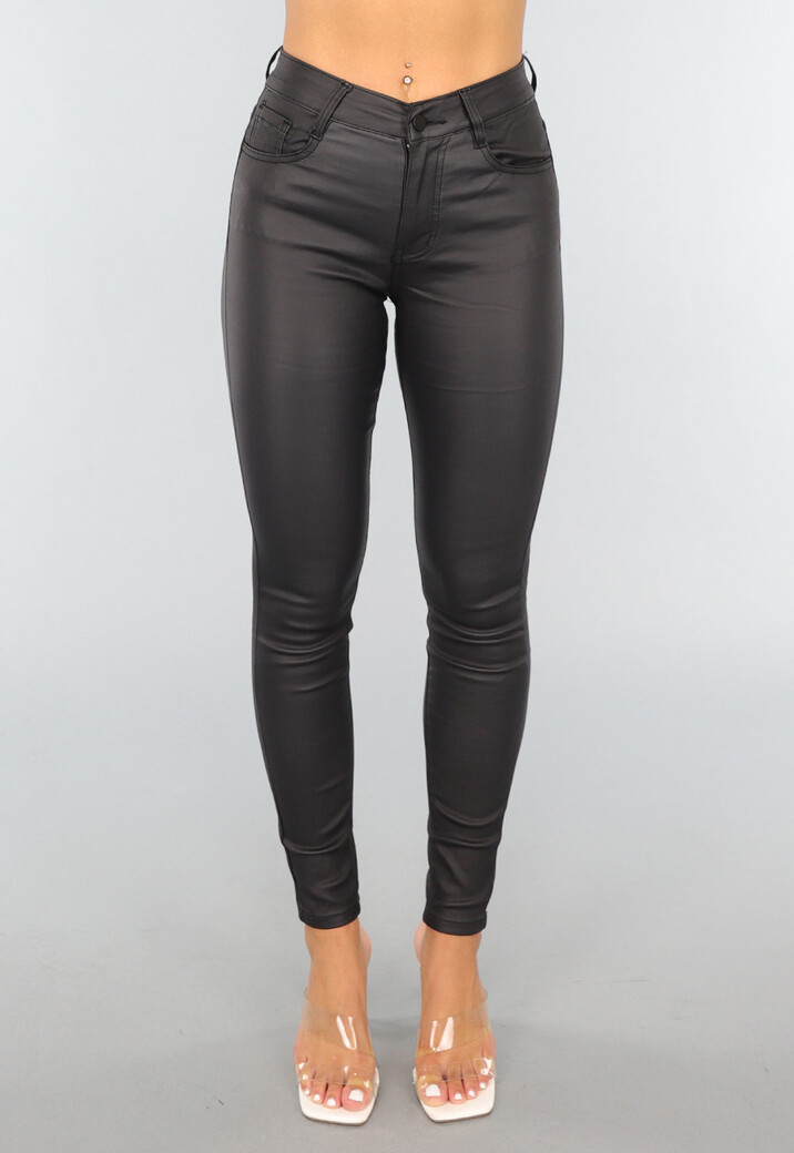 Zwarte Lederlook Skinny Jeans