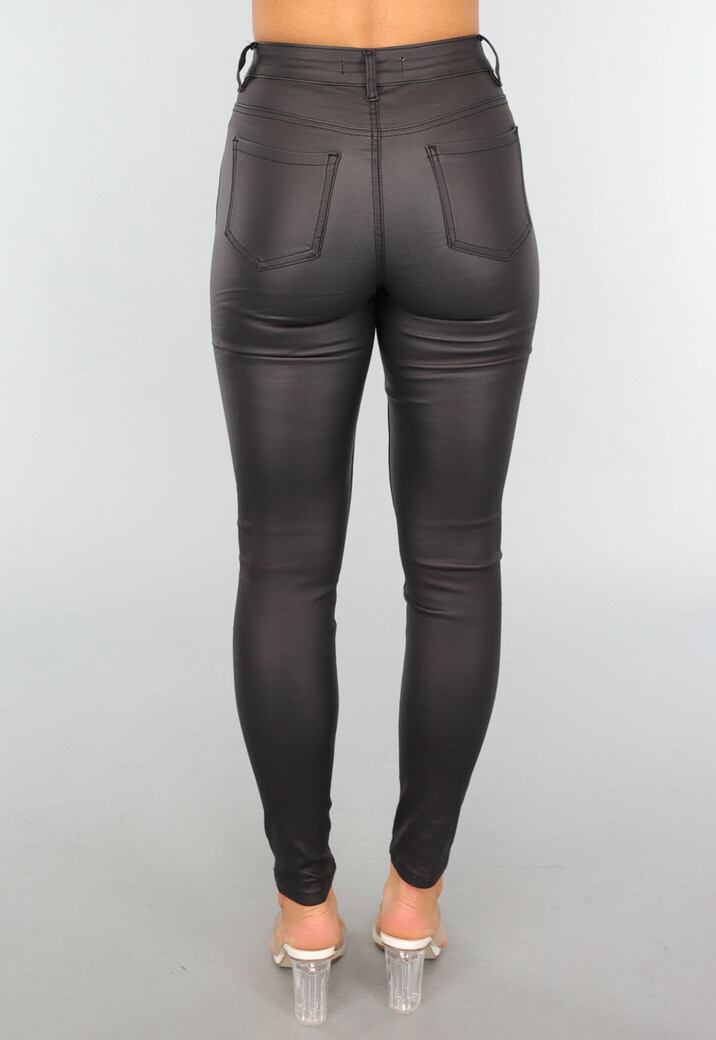 Zwarte Lederlook Skinny Jeans