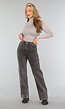 Grijze Washed High Waist Flair Jeans