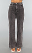 Grijze Washed High Waist Straight Jeans