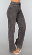 Grijze Washed High Waist Straight Jeans