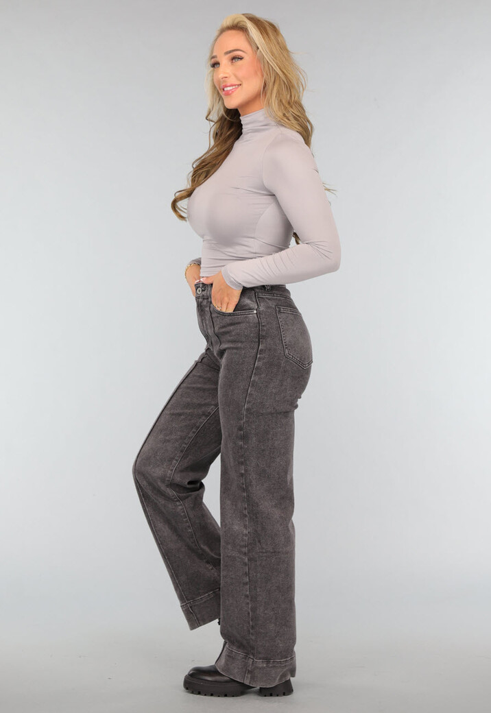 Grijze Lange Mouwen Top met Turtleneck