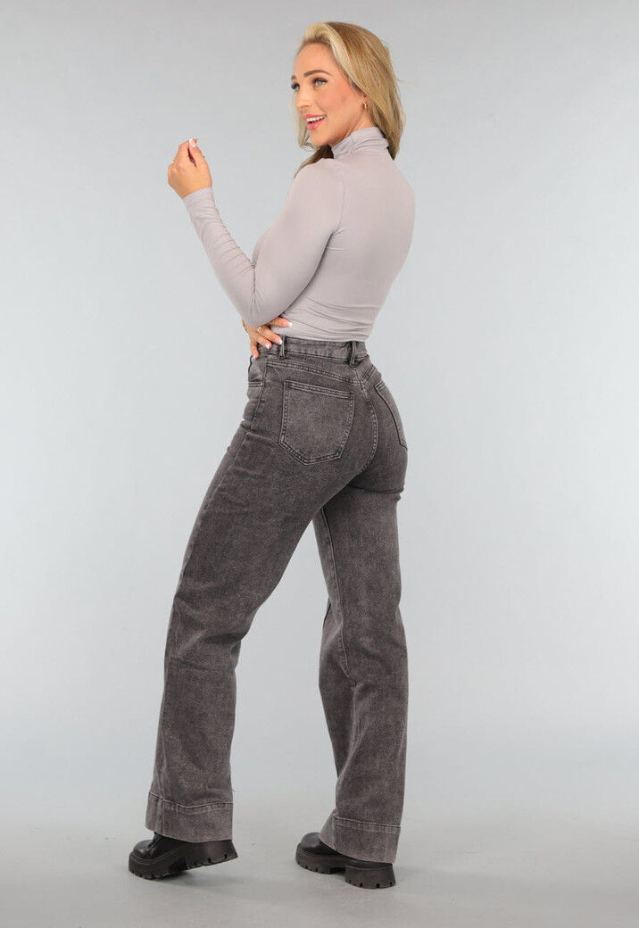 Grijze Lange Mouwen Top met Turtleneck