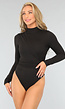 Zwarte Longsleeve Overslag Bodysuit met Col