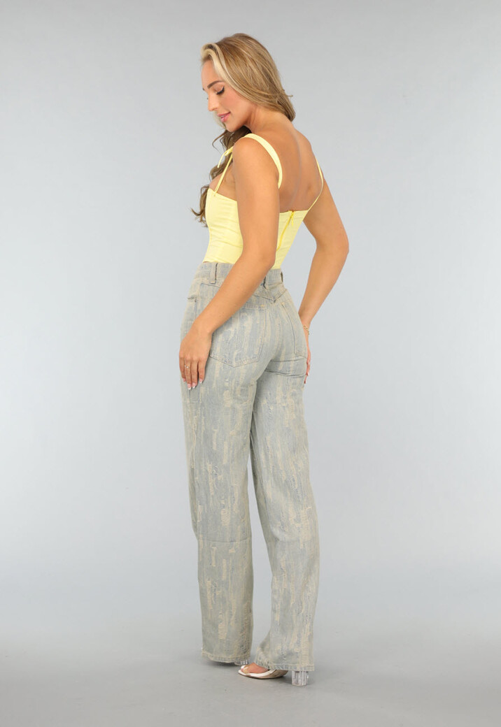 Pastel Gele Korset Top met Strikdetail