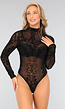 Zwarte See Through Bodysuit met Paisley Print