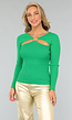 Groene Longsleeve Top met Gouden Detail