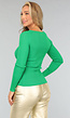 Groene Longsleeve Top met Gouden Detail