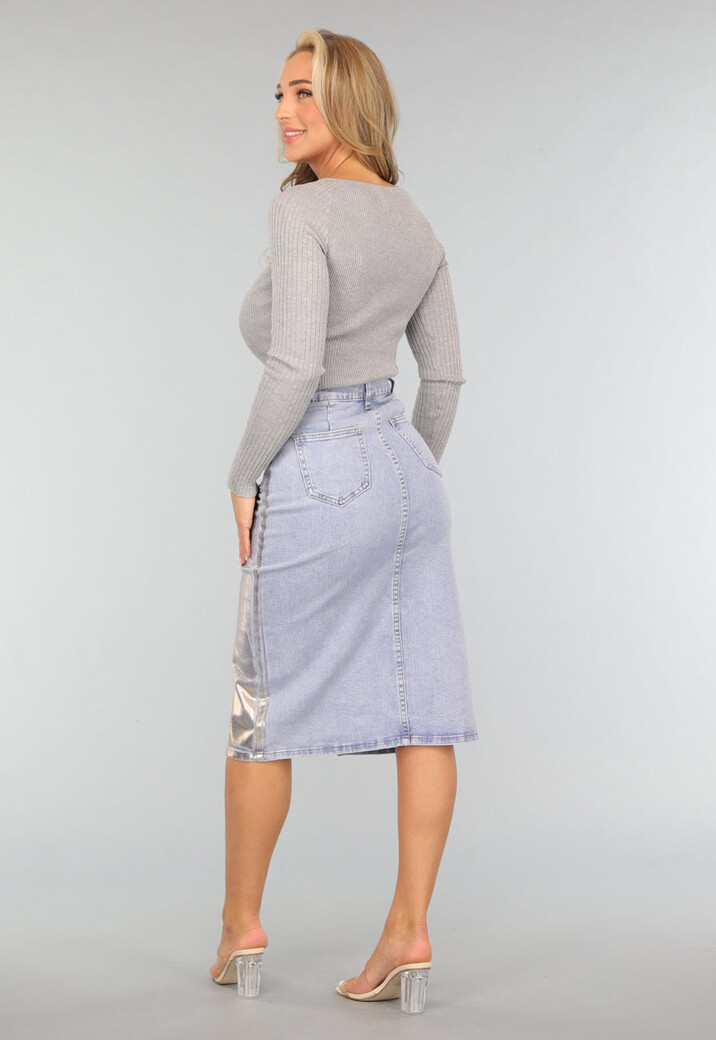 Grijze Lange Mouwen Top met Cutouts