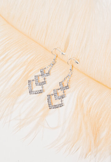 Zilveren Stainless Statement Strass Oorbellen