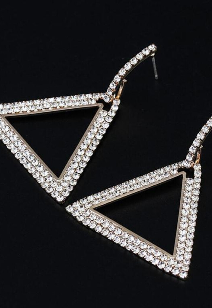 Gouden Driehoek Stainless Strass Oorbellen