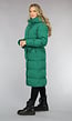 Groene Lange Gewatteerde Winterjas met Tailleband