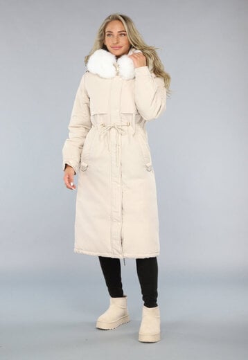 OP=OP.35.S Lange Beige Parka Winterjas