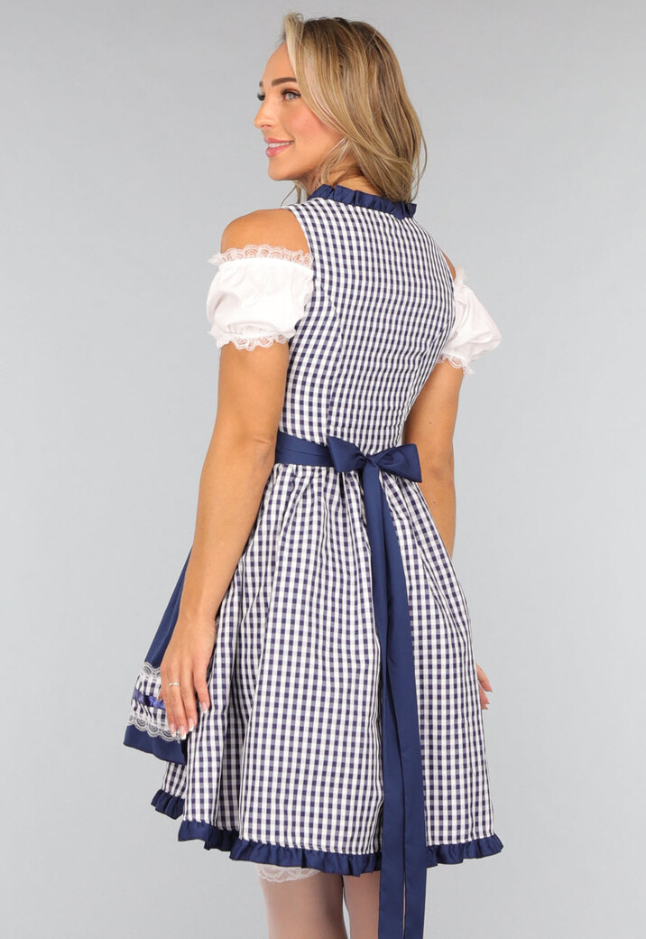 Blauw Geruit Off Shoulder Oktoberfest Jurkje