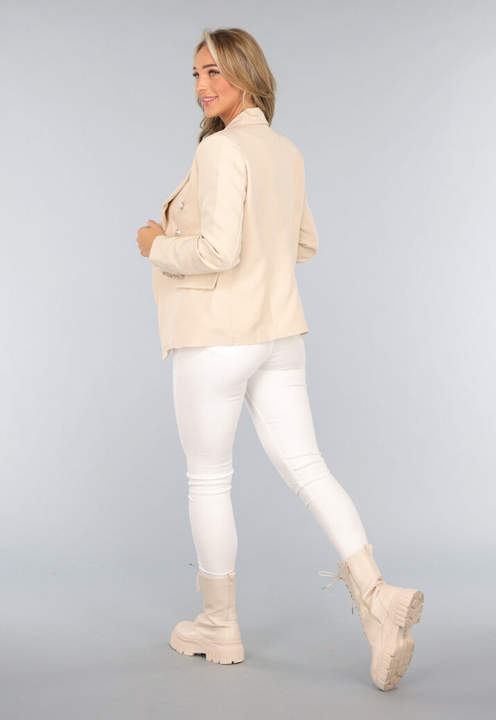 Beige Blazer met Knopen