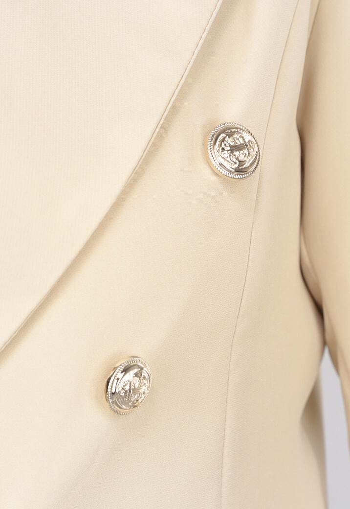 Beige Blazer met Knopen
