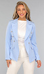 Lichtblauwe Button Blazer met Schoudervulling