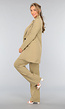 Khaki Stretch Blazer met Schoudervulling