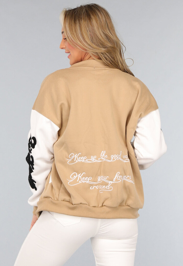 Camel Baseball Vest met Patches