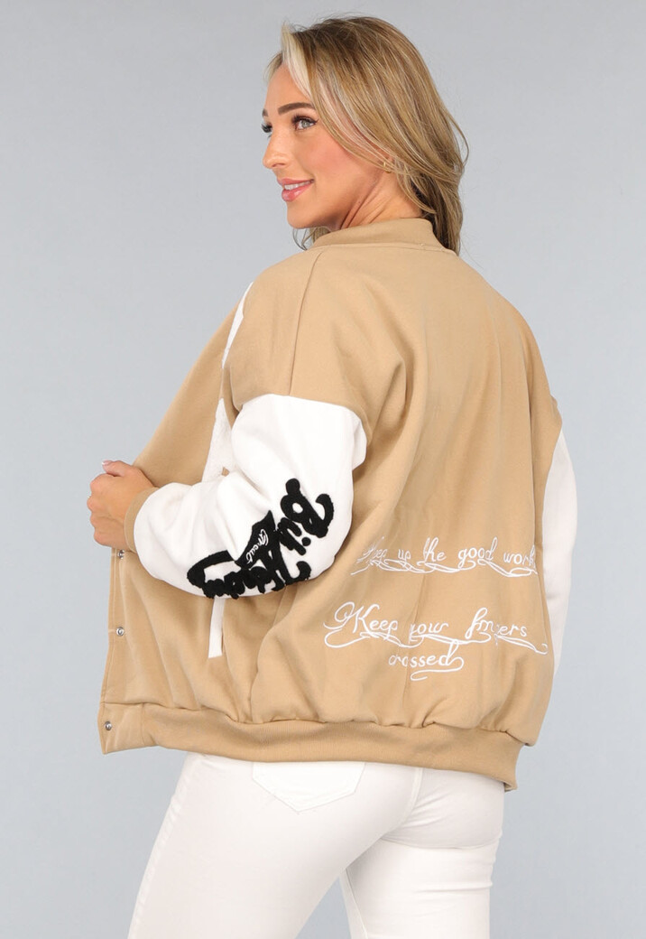 Camel Baseball Vest met Patches