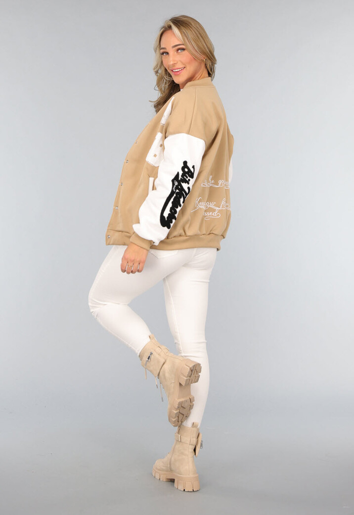 Camel Baseball Vest met Patches