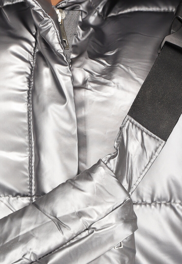 Grijze Metallic Bodywarmer met Tasje