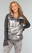 Grijze Metallic Bodywarmer met Tasje