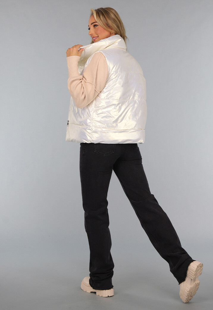 Glimmende Parelmoer Bodywarmer met Tasje