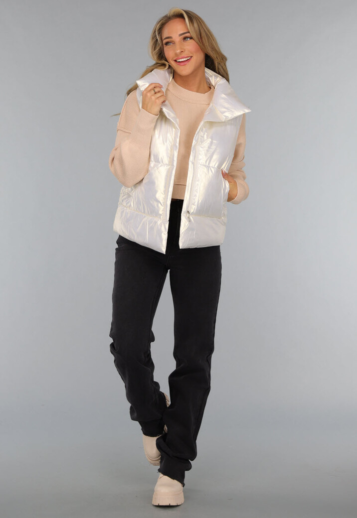 Glimmende Parelmoer Bodywarmer met Tasje