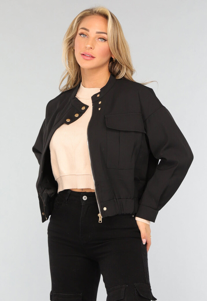 Zwart Bomberjasje met Zak