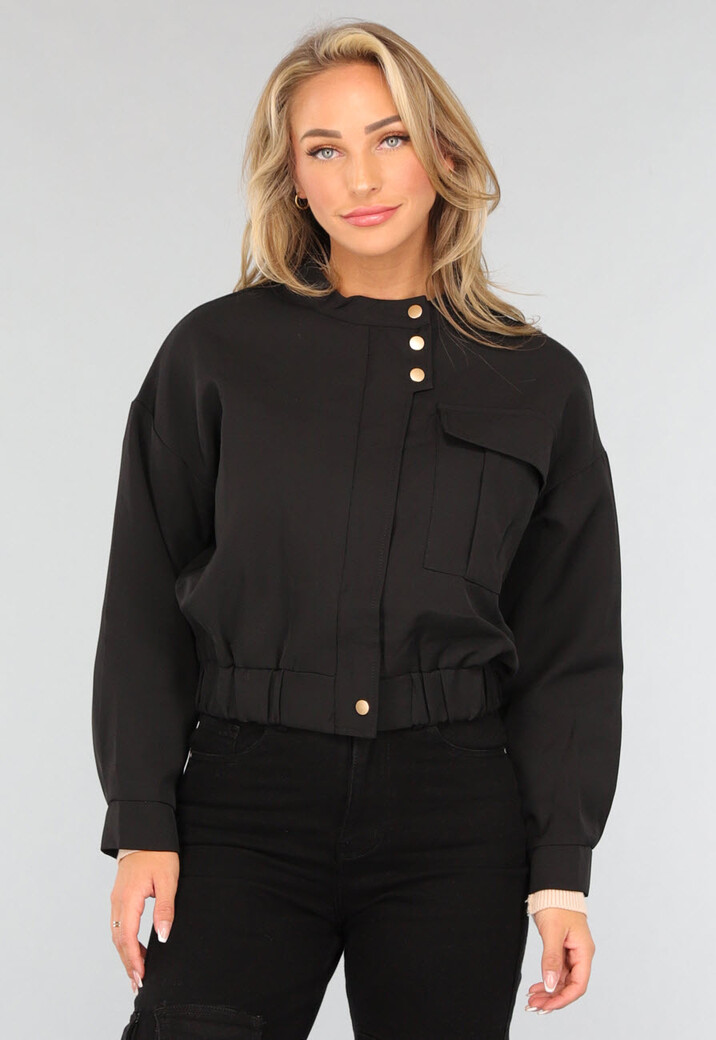 Zwart Bomberjasje met Zak