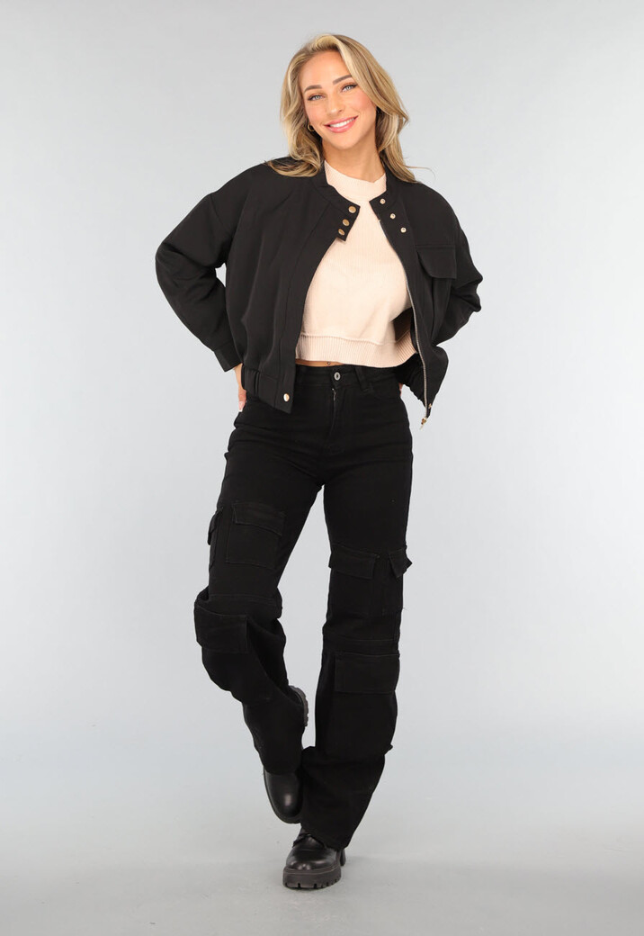 Zwart Bomberjasje met Zak