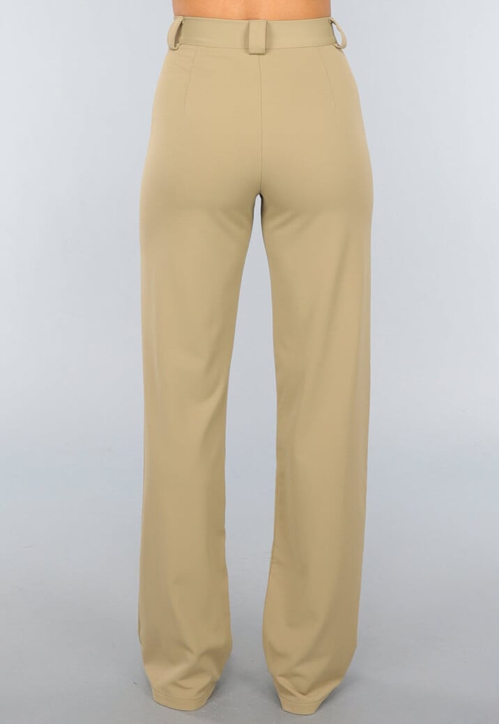 Khaki High Waist Stretch Pantalon