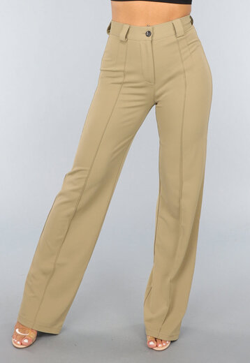 Khaki High Waist Stretch Pantalon