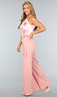 Wide Leg Pantalon met Overslag in Oudroze