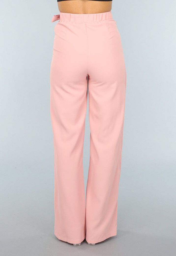 Wide Leg Pantalon met Overslag in Oudroze